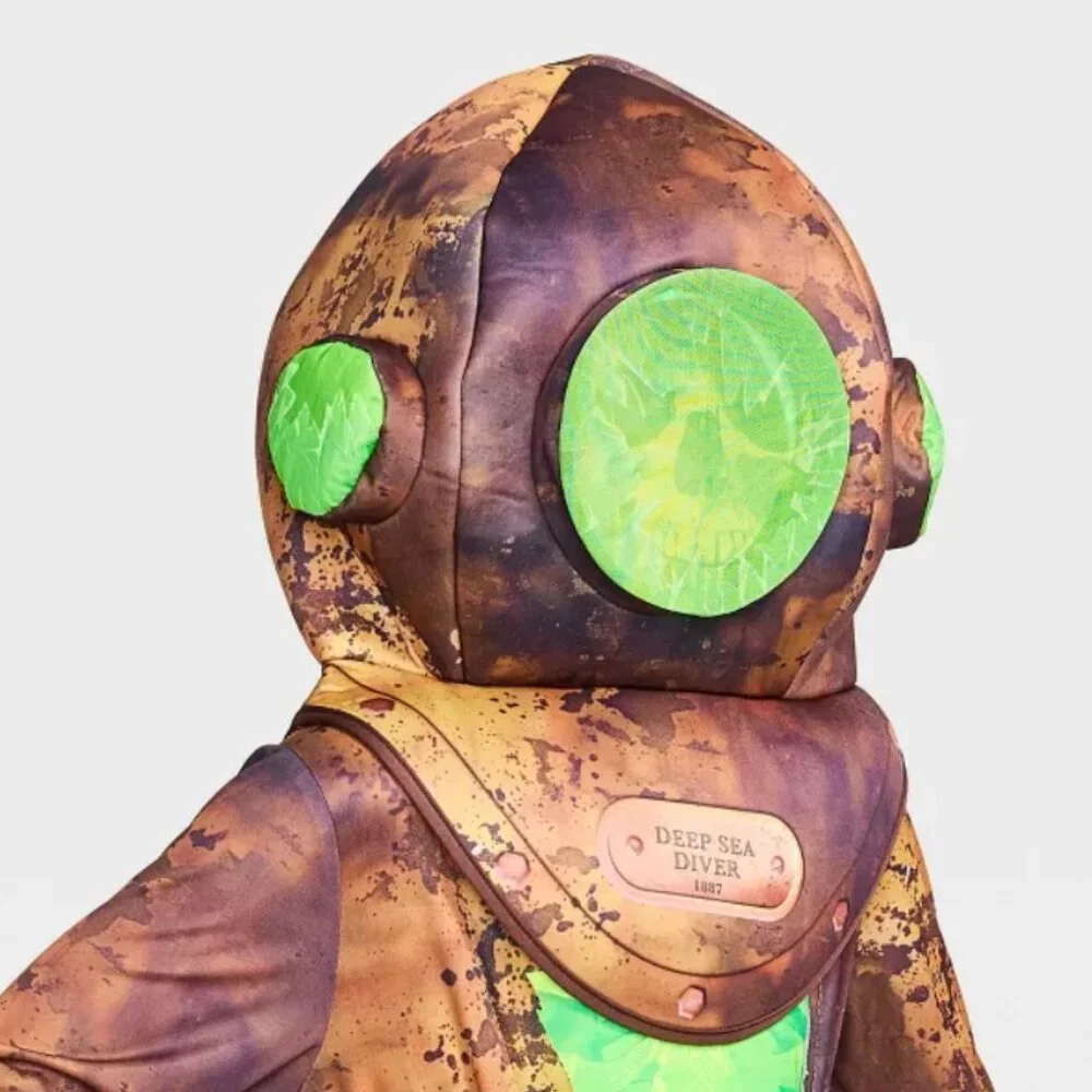 Boys Light Up Deep Sea Diver Halloween Costume 10/12 Unisex Jumpsuit